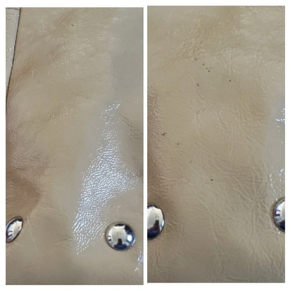 Coach Soho tan stitched satchel with buckle front accent